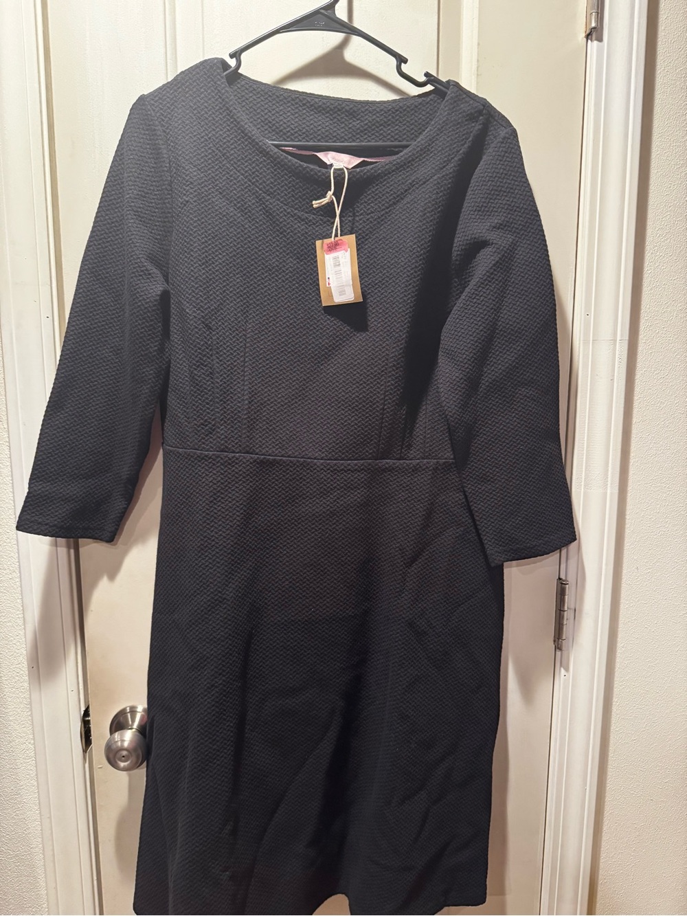 Joules Black Textured Crewneck Dress